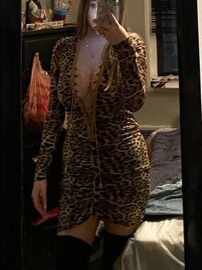 Leopard Print Bomber-Style Jacket - Brown Leopard